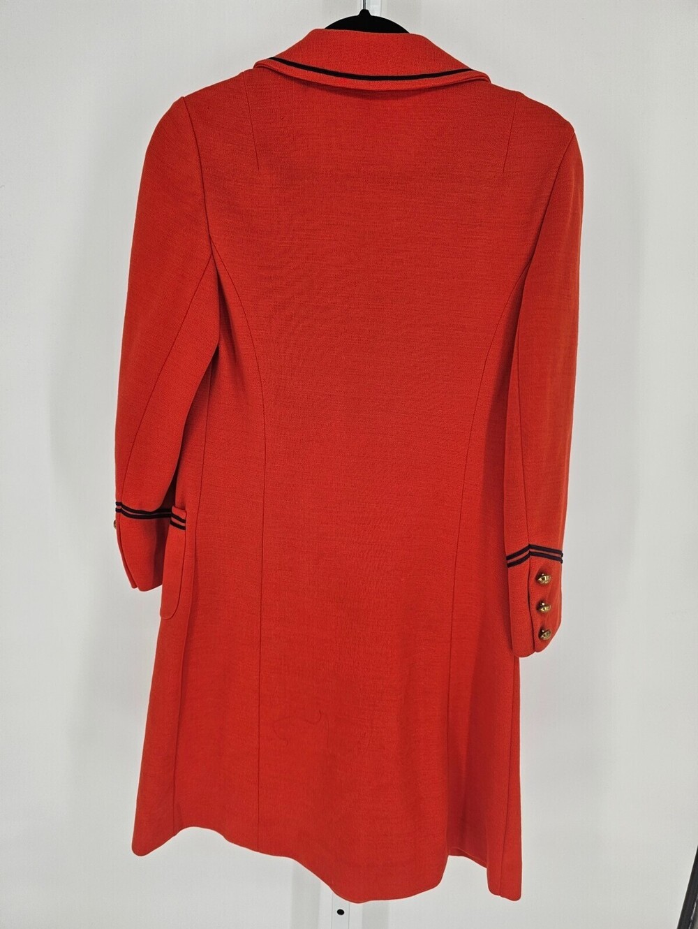 Vintage 1960s Butte Knit Double Breasted Jacket Bright Coral Orange Mod - Picture 4 of 4